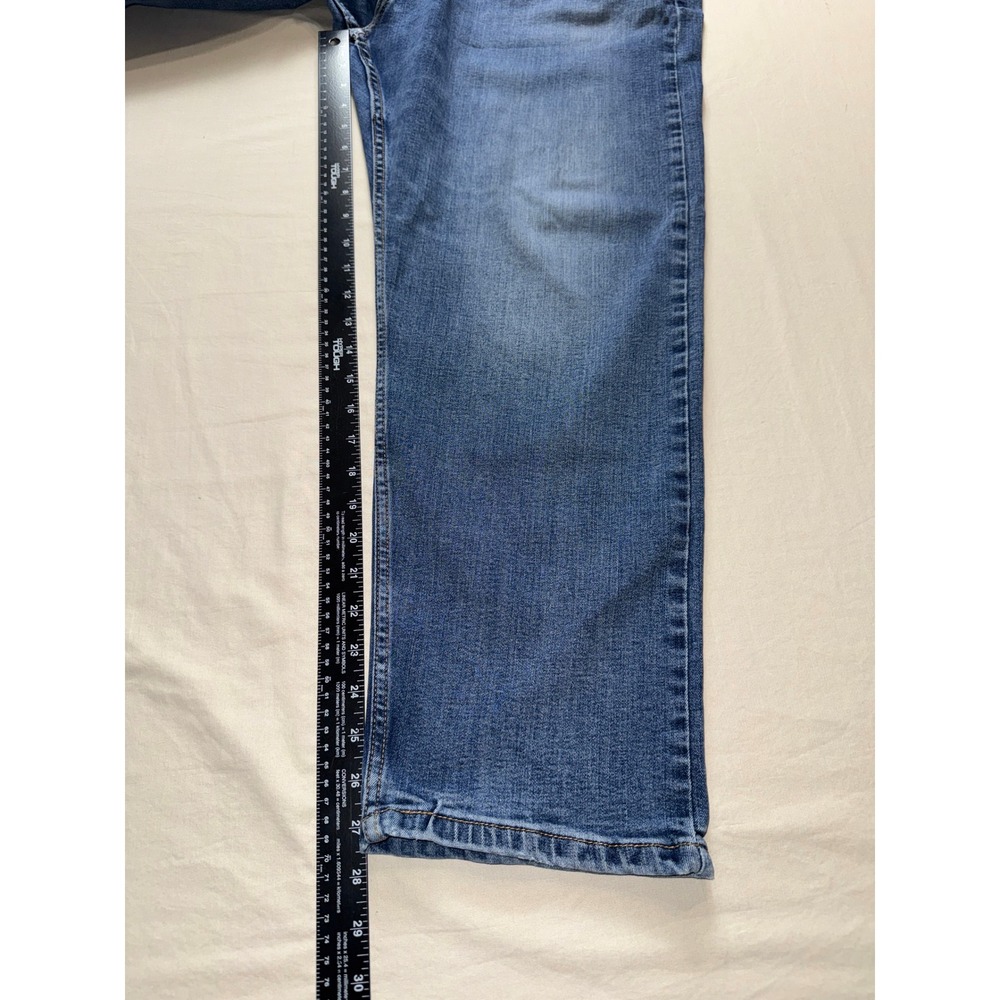 Levis 502 Regular Taper Mens‎ Blue Jeans 46x30 Medium Wash Stretch (See Pics)